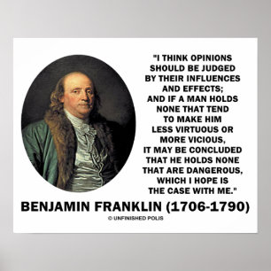 Poster Ben Franklin Opiniões julgaram efeitos de influênc