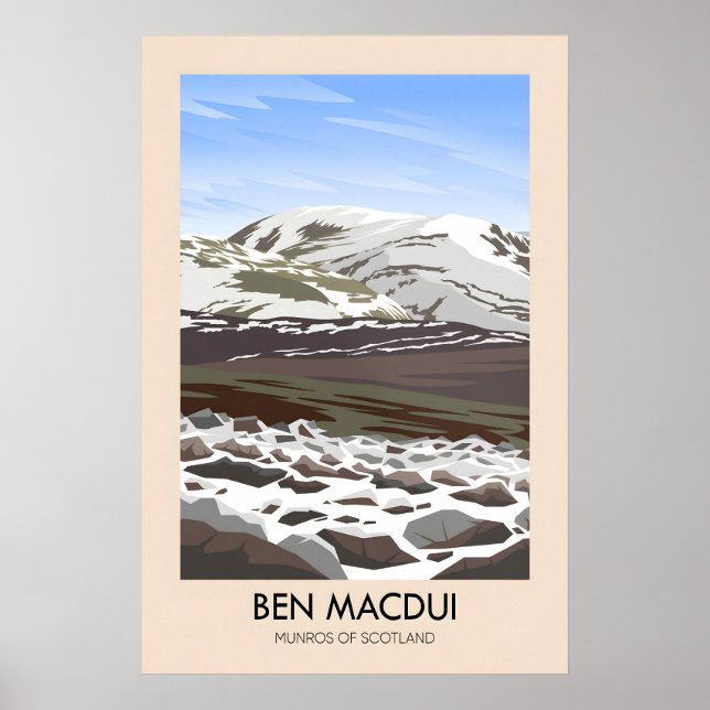Poster Ben Macdui Munros da Escócia Cartaz de Viagem (Frente)