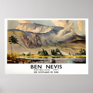 Pôster Ben Nevis Escócia Impressão de Viagem Vinta