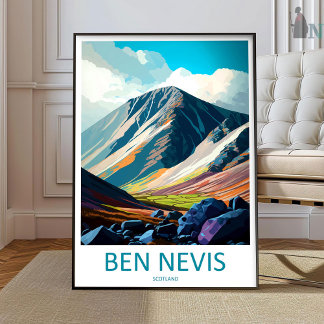 Poster Ben Nevis Travel Print Wall Art Ben Nevis Wall Han