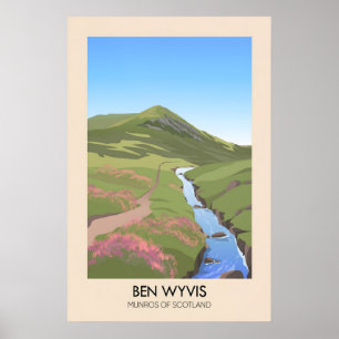 Poster Ben Wyvis Cartaz dos Munros da Escócia