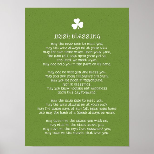 Poster Bênção irlandesa e Shamrock (Frente)