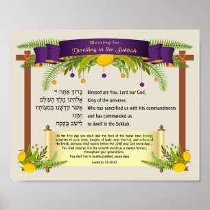 Poster Bênção por Moradia no Sukkah por Sukkot