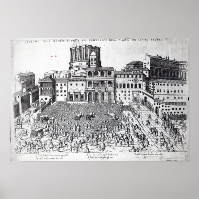 Póster Benedição do Papa na Rua. Praça de Peter (Frente)