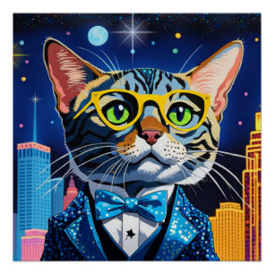 PÓSTER BENGAL CAT-VEGAS NIGHT 3