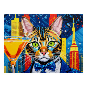 PÓSTER BENGAL CAT-VEGAS NIGHT LIFE