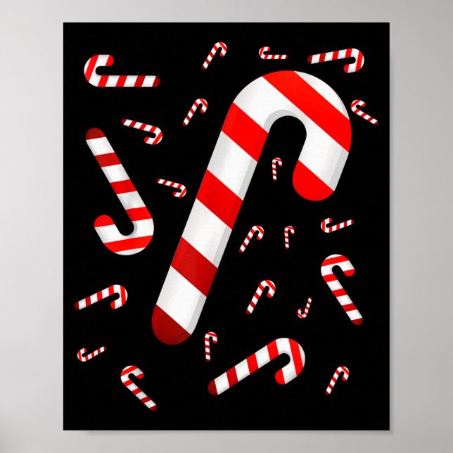 Poster Bengala de Natal Alegre e Brilhante Doce Vermelho  (Frente)