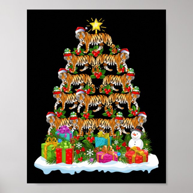 Poster Bengala Tiger Papais noeis de Iluminação Árvore de (Frente)