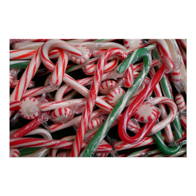 Póster Bengalas e Peppermints Natal Feriado (Frente)