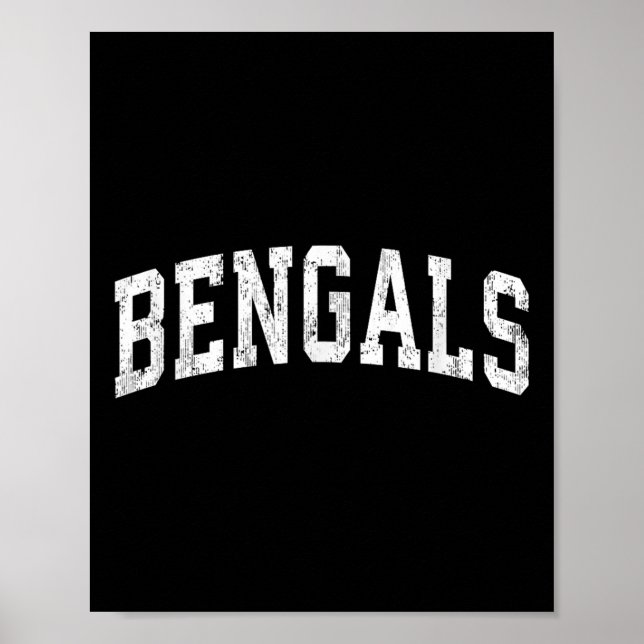 Poster Bengals Mascot Vintage Athletic Nome Design (Frente)