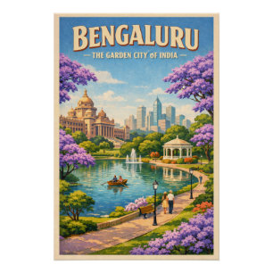 Póster Bengaluru, Índia, em uma clássica viagem retro