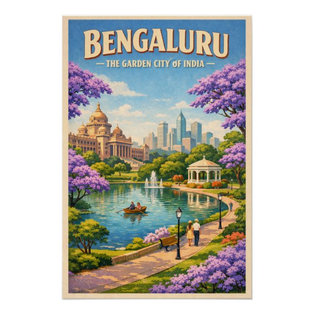 Póster Bengaluru, Índia, em uma clássica viagem retro (Frente)