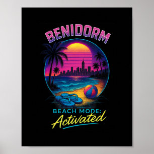 Poster Benidorm Espanha Modo Praia Ativado Férias Retrô