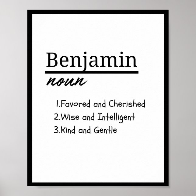 Poster Benjamin, Definição de Nome Personalizado de Menin (Frente)