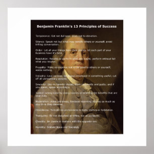 Poster Benjamin Franklin 13 princípios de sucesso