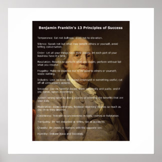 Poster Benjamin Franklin 13 Princípios do Sucesso
