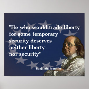 Poster Benjamin Franklin Cote sobre a Liberdade