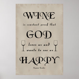 Poster Benjamin Franklin Cote sobre o vinho