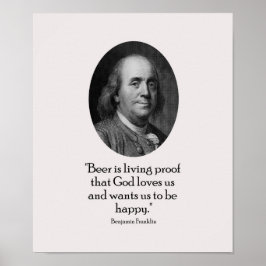 Poster Benjamin Franklin e Citação sobre Cerveja