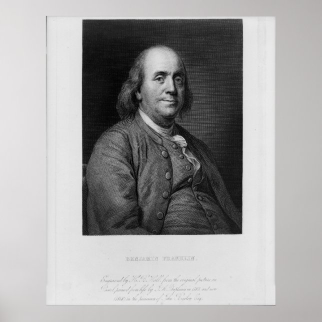 Póster BENJAMIN FRANKLIN Engrave por H.B. Hall (Frente)