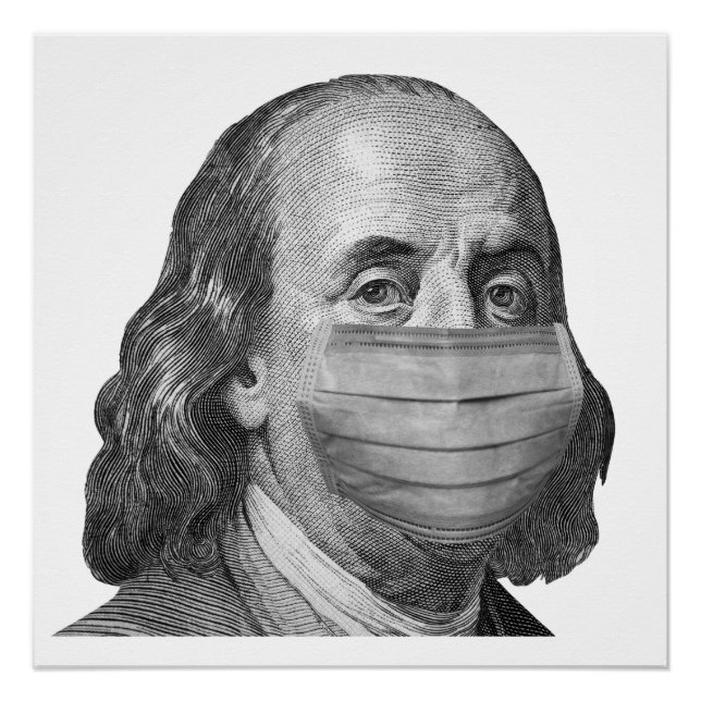 Póster Benjamin Franklin na máscara (Frente)