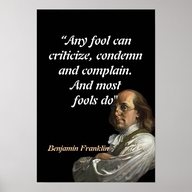 Poster Benjamin Franklin Quote on Fools (Frente)