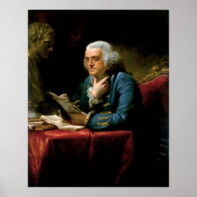Póster BENJAMIN FRANKLIN Retrato de David Martin Impressã (Frente)