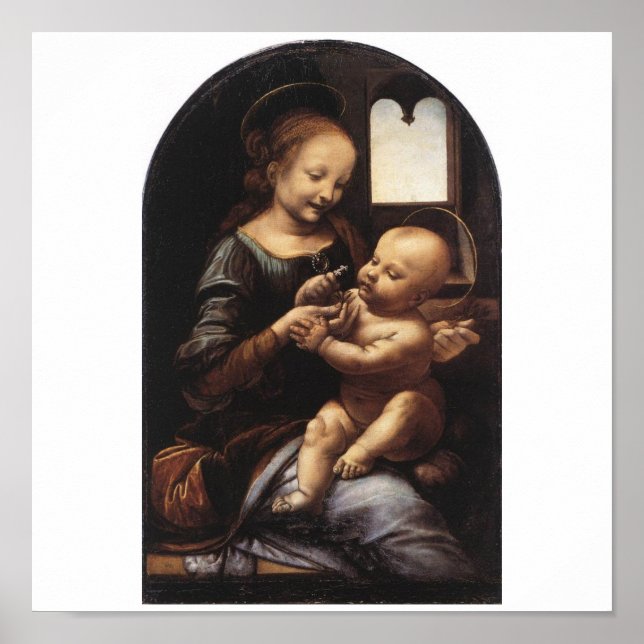 Póster Benois Madonna por Leonardo Da Vinci cerca de 1478 (Frente)