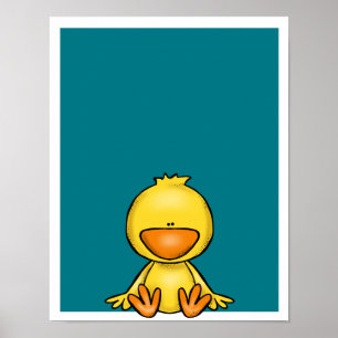 Poster Berçário amarelo pequeno bonito do bebê do pato