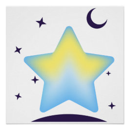 Póster Berçário Caprichoso de Estrelas e Lua em Pastel