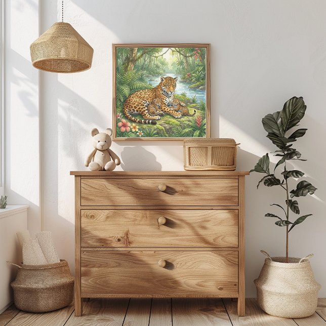 Poster Berçário da Mamãe Jaguar e Filhotes (Criador carregado)