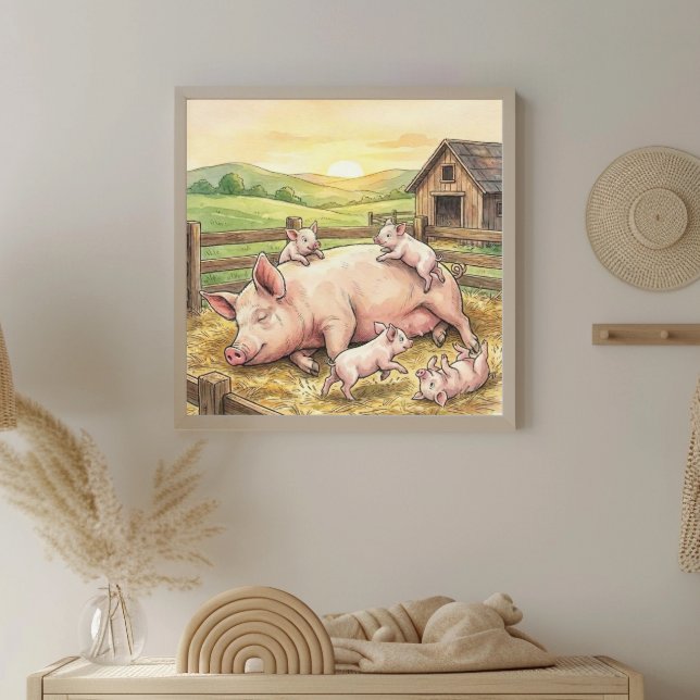 Poster Berçário da Mamãe Porca e Leitõezinhos (Criador carregado)