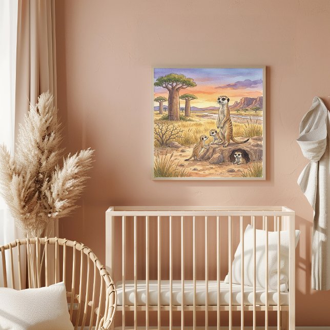 Poster Berçário da Mamãe Suricata e Filhotes (Criador carregado)