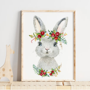 Poster Berçário de Animais da Floresta com Coelhozinho