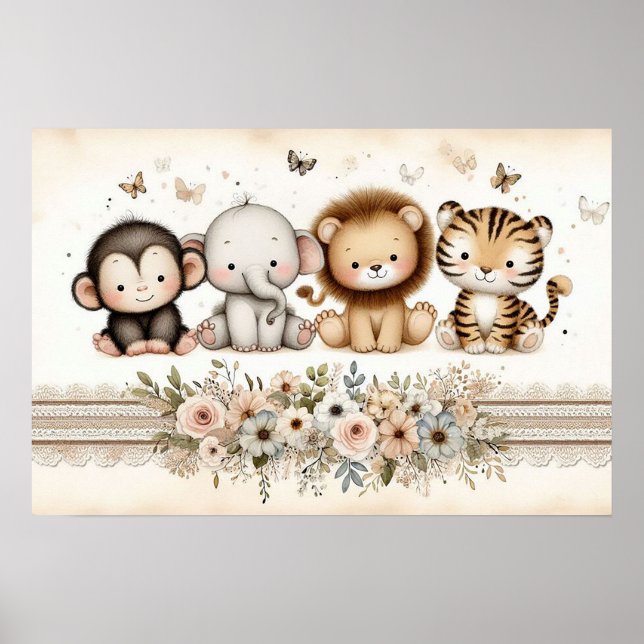 Poster Berçário de Animais da Selva 2 (Frente)