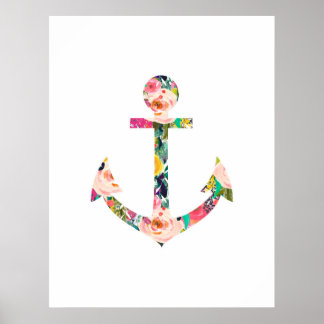 Poster Berçário de arte floral de âncora