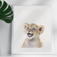 Berçário de Bebê Leão Feliz em Aquarela Selva Safa