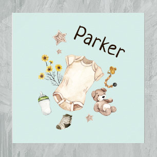 Poster Berçário de Brinquedos com Vintage em Watercolor
