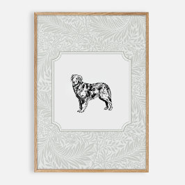 Poster Berçário de cachorro verde sala vintage