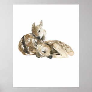 Poster Berçário de Cervo Infantil em Aquarela