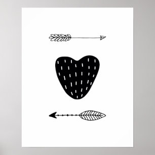Poster Berçário de Coração e setas modernas do Escandi