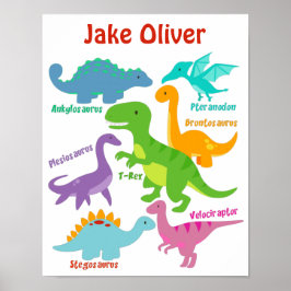 Poster Berçário de Dinossauros para Crianças Fofas