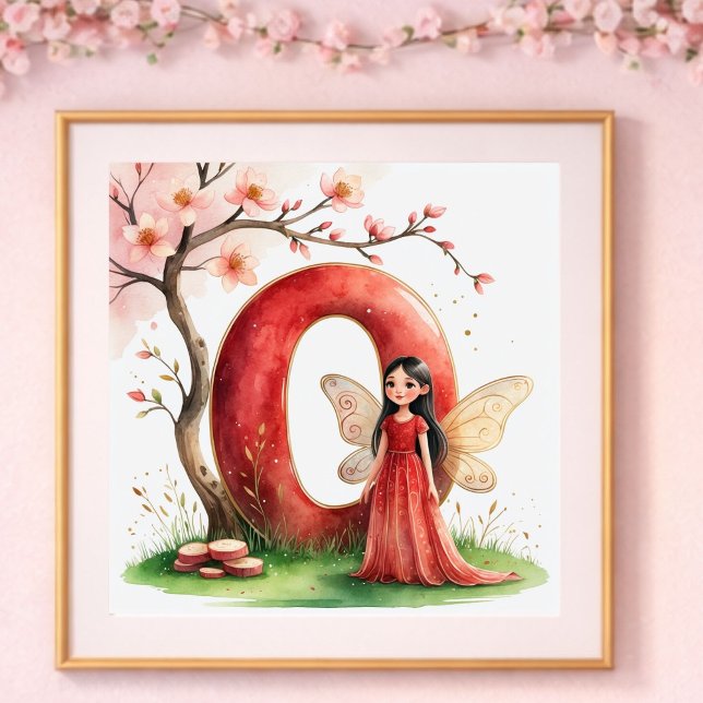 Poster Berçário de Menina Letra O Fada Floral (Criador carregado)