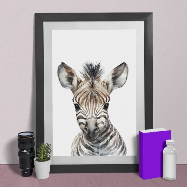 Poster Berçário de Zebra Bebê em Aquarela Quarto de Crian (Criador carregado)