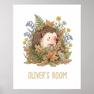Poster Berçário deouriço-cacheiro & Flores Silvestres em