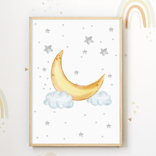 Poster Berçário Estrelas Lua Sala Crianças Impress