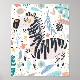 Poster Berçário Fofo de Zebra Africana