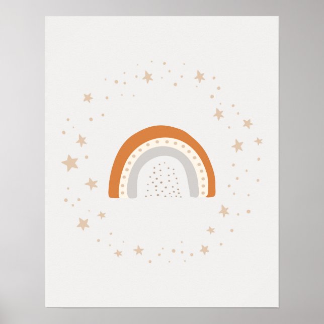 Poster Berçário moderno escandinavo fofo arco-íris com es (Frente)