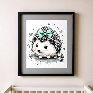 Poster Berçário Toque de Cor Animais da Floresta Ouriço-c