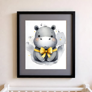 Poster Berçário Toque de Cor Animais da Selva Hipopótamo